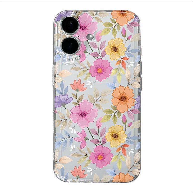 Мультяшный чехол с цветами для iPhone 13-17 (Подходит для Apple 15pro до 16promax) - Милый японский и корейский стиль для девочек