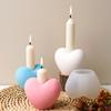 3D Heart Shaped Candlestick Silicone Mold Scented Candle Holder Base Ornament Epoxy Resin Mold DIY Craft Gift Home Decor Supplie
