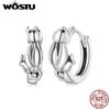 925 Sterling Silver Original Rabbit Hoop Earrings For Women Lovely Girl Birthday Jewelry Gift