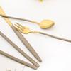 Набор столовых приборов из коричневого золота, столовое серебро, высококачественные столовые приборы, вилки, ножи, набор ложек для кухонного набора столовой посуды