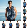 Men's Fashion Printed Sleeveless Lapel Button-Down Shirt Vest Top