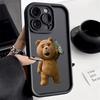 Чехол для телефона с мишкой, держащим бутылку пива Tuborg, для iPhone 16 15 14 13 12 11 Pro Max Plus, Защитный, Гелевый, Гибкий, Противоударный