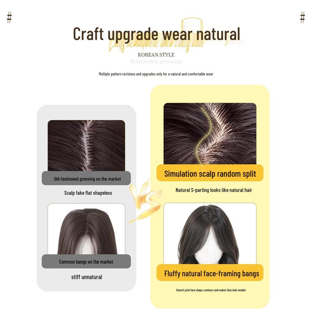 Женская натуральная длинная париковая шапка с реалистичными большими волнами и незаметной челкой с прямым пробором