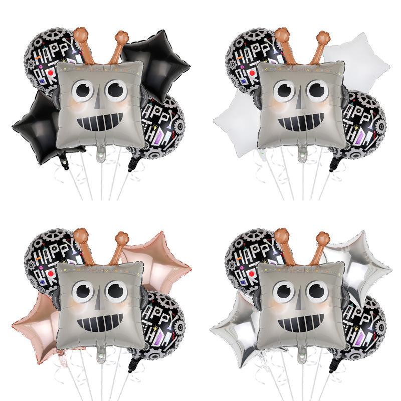 Одноразовая посуда с рисунком робота, бумажные тарелки, стаканчики, детские воздушные шары, украшения для дня рождения, вечеринки по случаю рождения ребенка, принадлежности