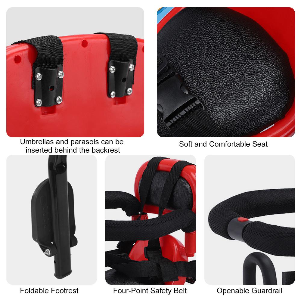 Детское велосипедное сиденье с креплением на спине Велосипедное сиденье для малышей с U-образным ограждением, складной подставкой для ног и безопасностью