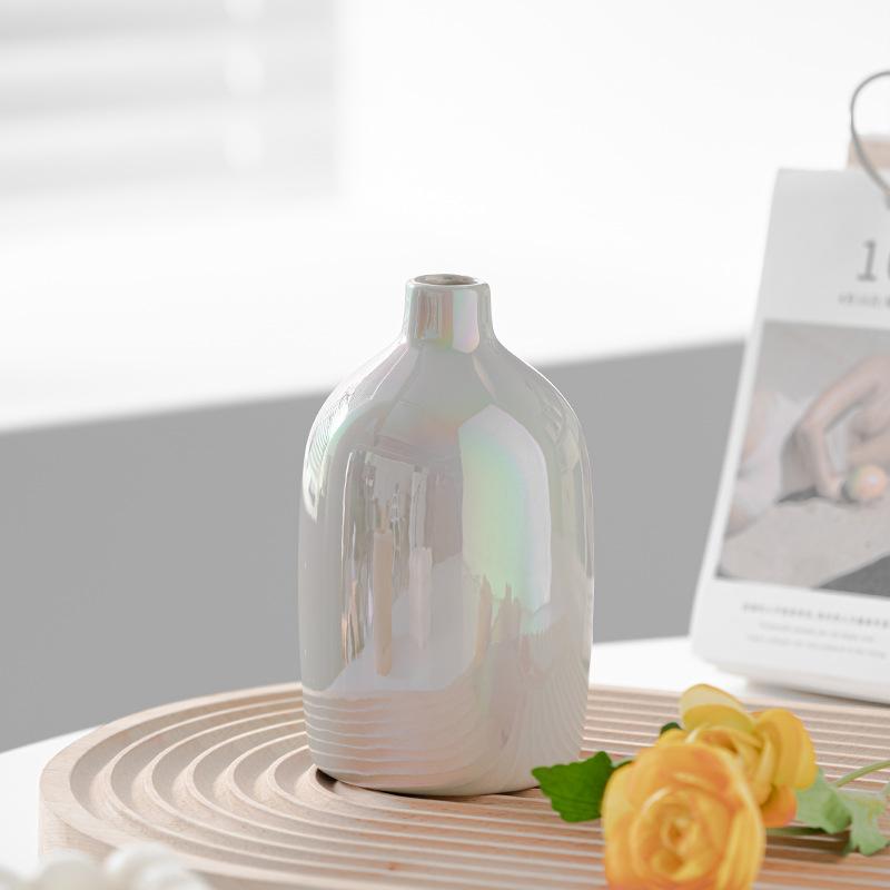 Простая мини-керамическая ваза с гальваническим покрытием, легкая роскошь, домашний декор, креативное украшение