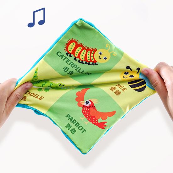 Детская сенсорная коробка с игрушками, шуршащими звуками, мягким кубиком для игры