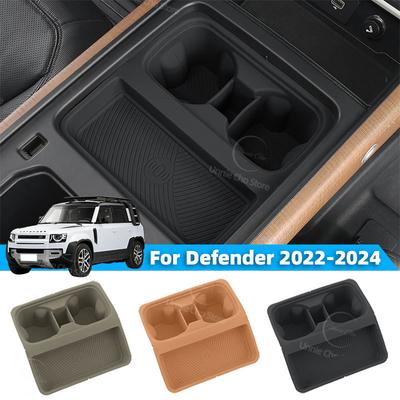 Для Defender 90 110 Автомобильный Органайзер -2024 Консоль Беспроводная Зарядка Противоскользящие Коврики Подкладка Силиконовая Подставка под Стакан Воды Подставка