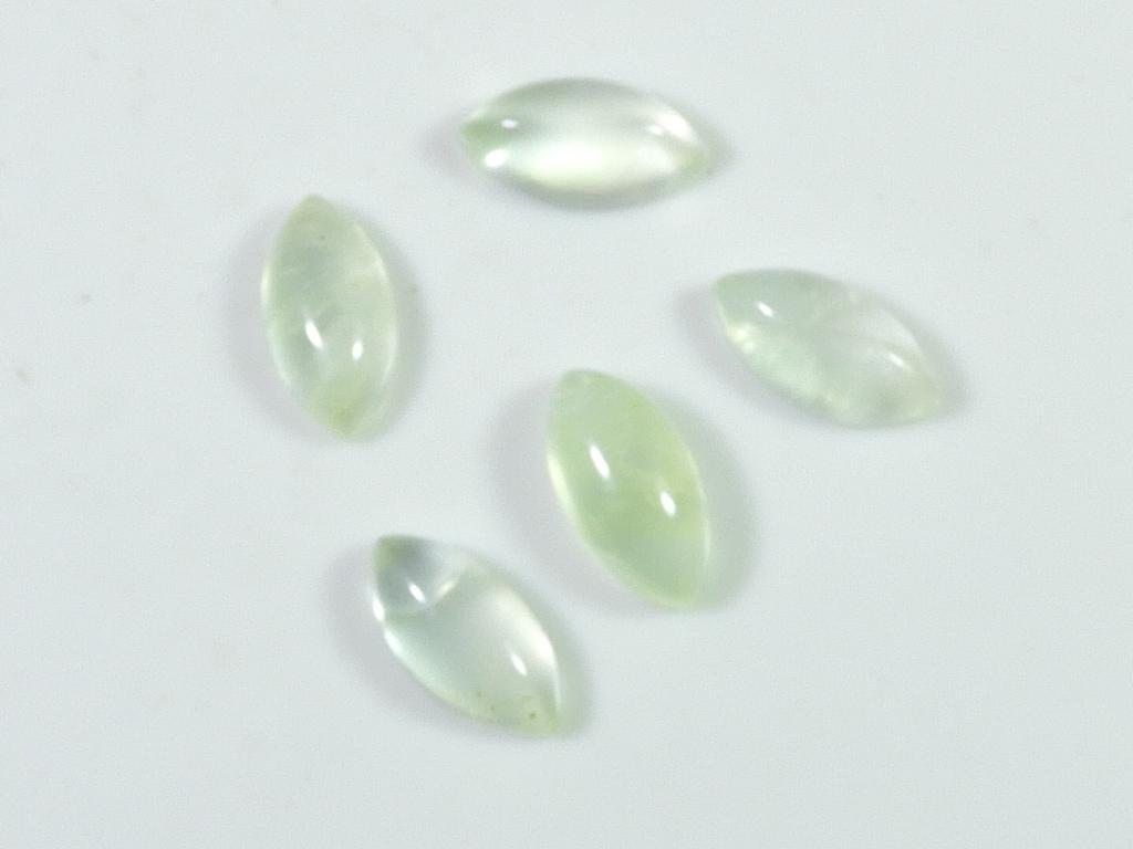 11Cts. Natural Green Prehnite Marquise Cabochon Gemstone 05 Pcs Lot 5X12MM RQ-1929