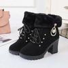 Fur Winter Ankle Boots Women Plush Thick Warm High Heel Short Wedding Footwear Elegant Botas Shoes