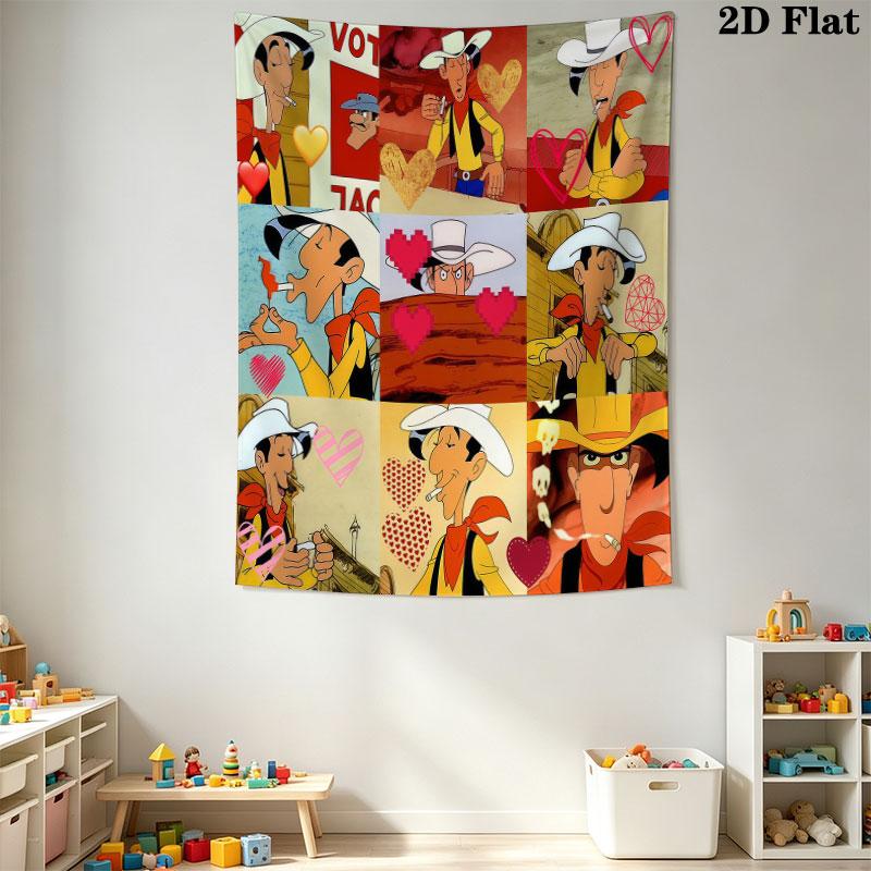 Lucky Luke Pride Wall Tapestry Aesthetic Wall Hanging Printed Fabric Blanket Decorative Tapestries for Bedroom Living Room Home Decor
