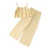 Girls Summer Casual Suit 2025 Children Clothing Striped Suspender Top + Straight Wide-leg Pants Two-piece Set