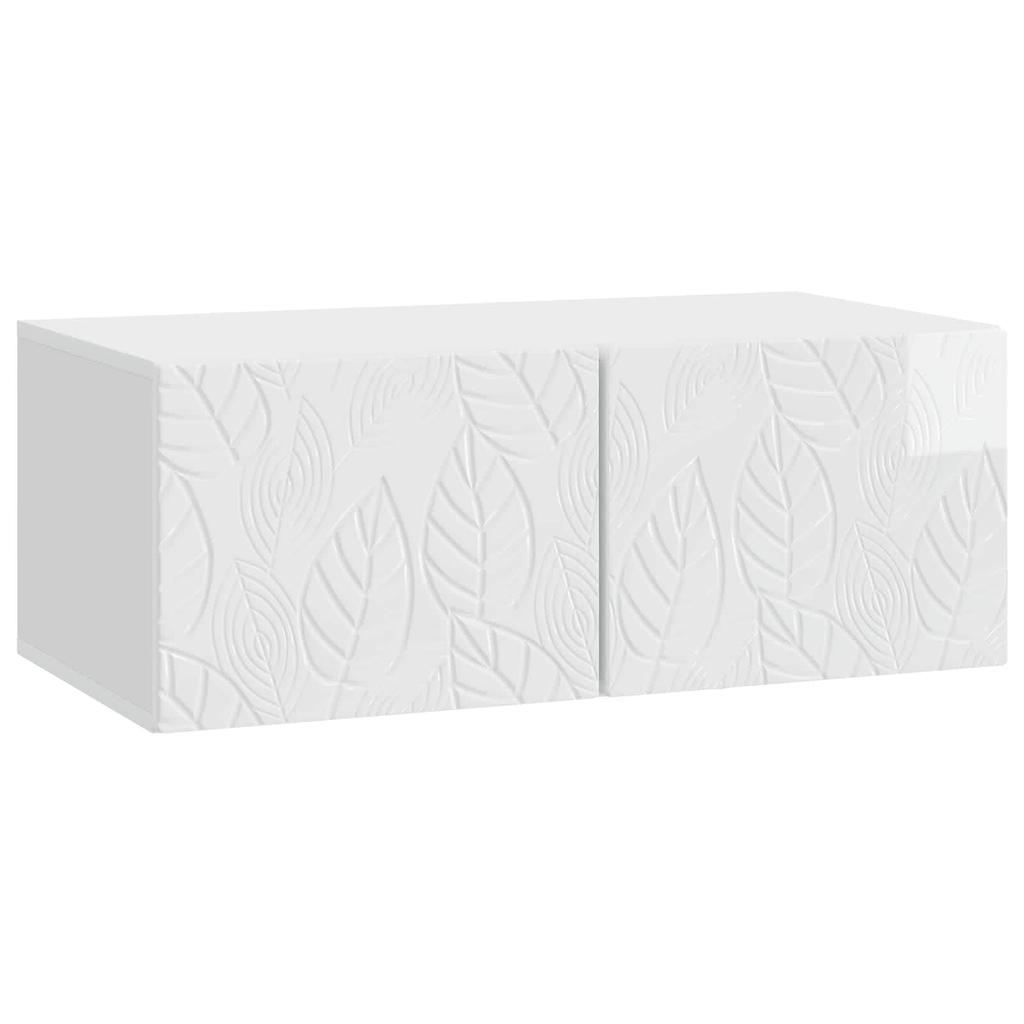 Wall Mounted TV Cabinet 59.5 x 31 cm High Gloss White