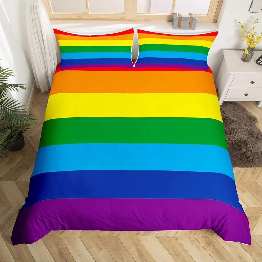 Abstract Rainbow Colorful Bedding Set Queen King Sinlge Duvet Cover Dream Polyester Comforter Covers Pillowcase Soft Bedclothes