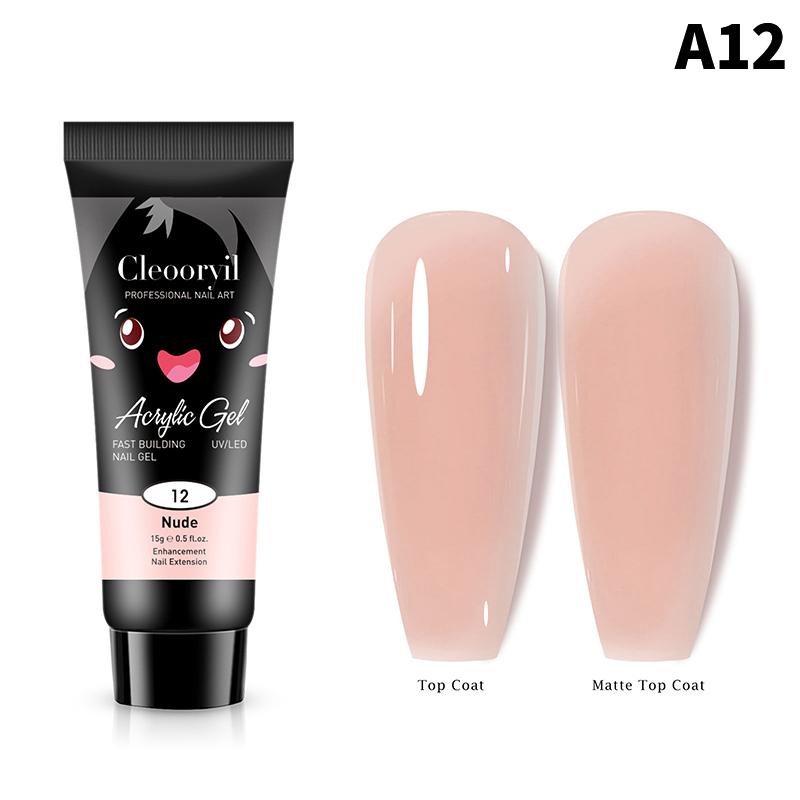 15 мл Многоцветный Поли Гель Лак Акриловый Клей для Наращивания Профессиональный Полуперманентный Резина Арт Клей для Ногтей