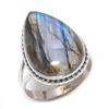 Ювелирное кольцо из чистого серебра 925 пробы с натуральным лабрадоритом, размер 9 A0v24