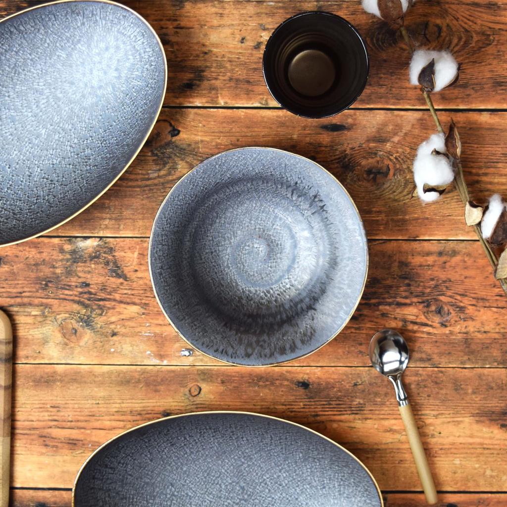 Tatara Warped Serving Microwave and Dishwasher Mino Product Number 220365 Bowl, Bowl, 19.5cm, Safe, Porcelain, Kiln-Changed, Ware, Peneto,