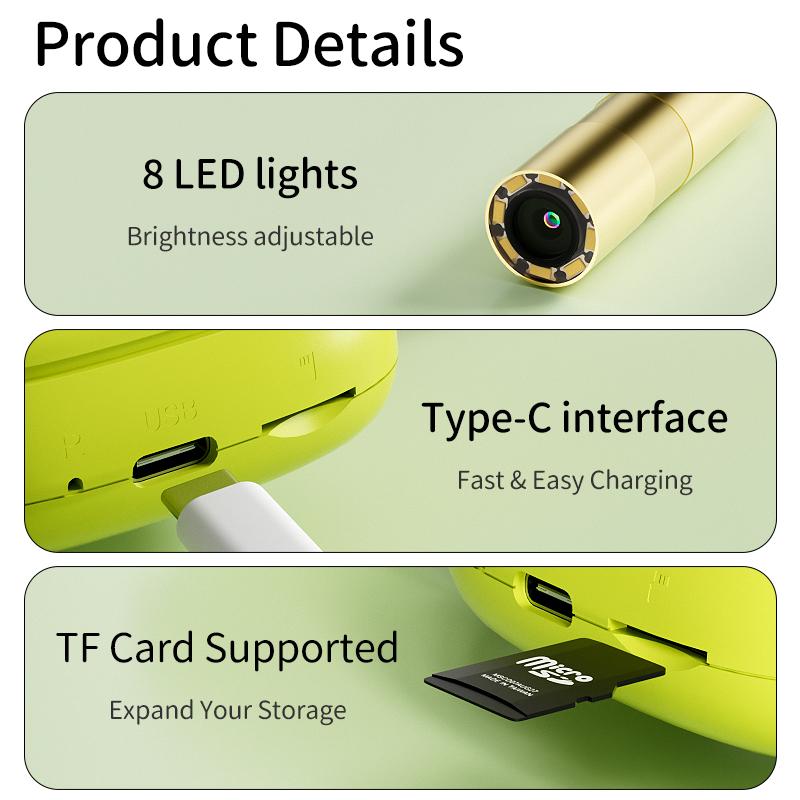 HD Camera Endoscope Handheld Kid's Borescope 8LEDs Waterproof Probe Observation Camera Cute For Children/Adults