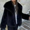 Women Faux Fur Jacket Turn-down Collar Fuzzy Cozy Short Type Outerwear Long