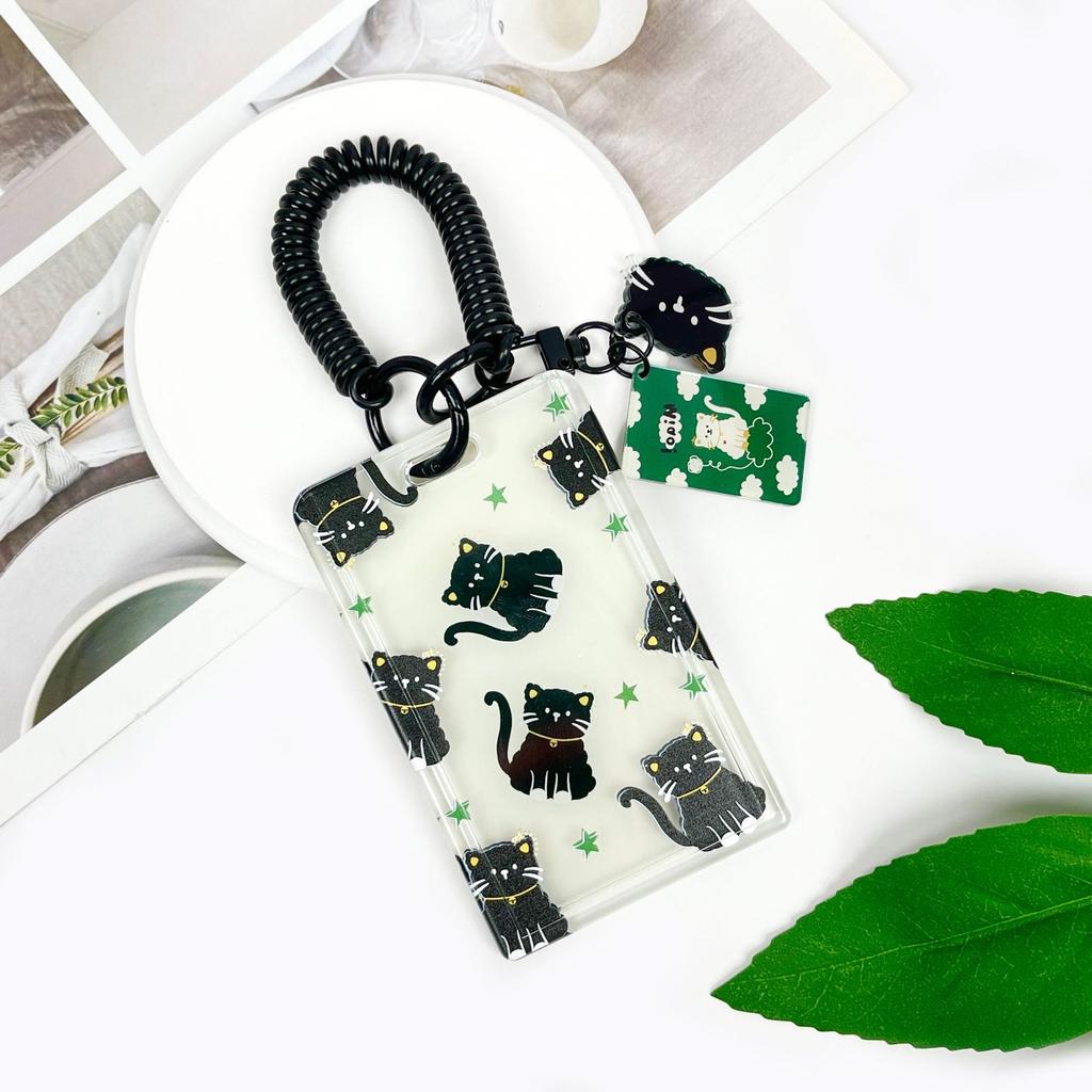 Чехол с мультяшным принтом, идентификационная бирка, чехол для рабочей карты с эластичным ремешком на запястье, держатель для бейджа, чехол для деловой карты доступа