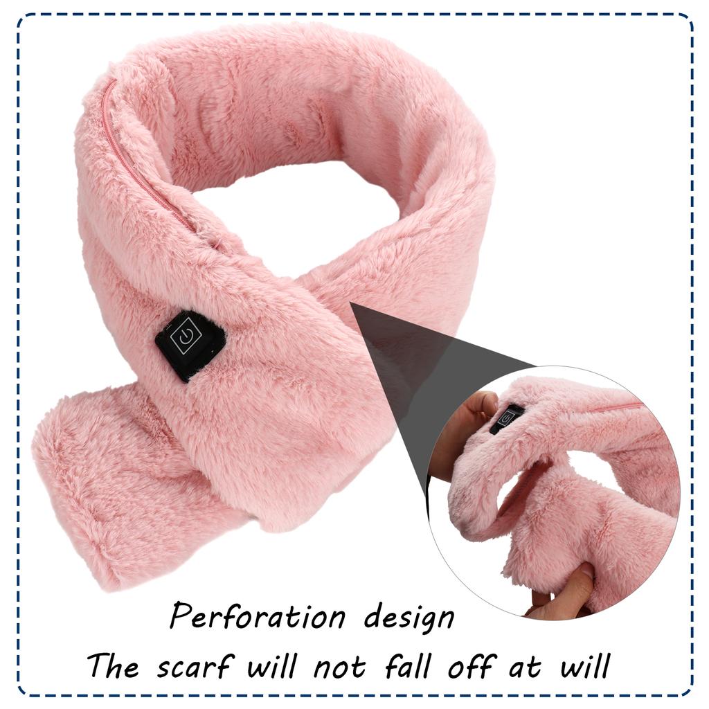 Imitation Rabbit Fur Heating Scarf Dark Grey 3 Gears Adjustabele Electric Heated Scarf