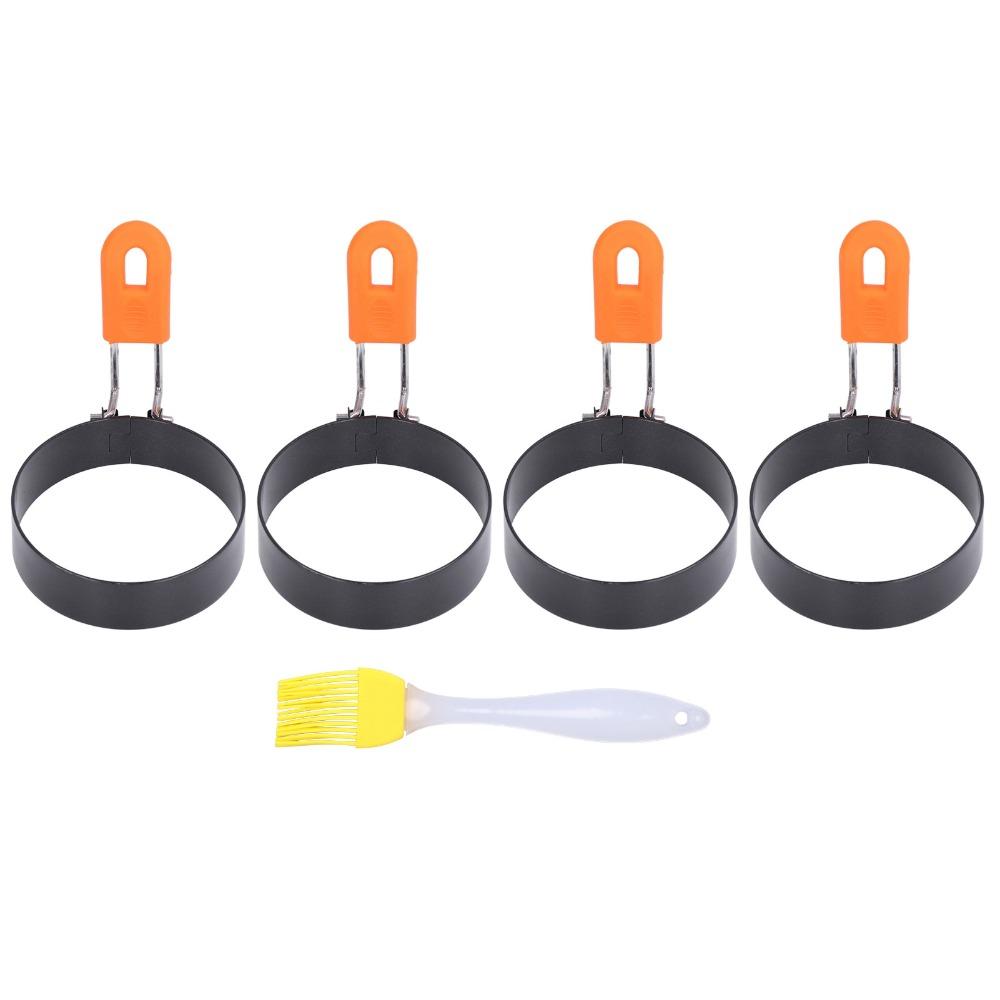 4 PCS Black Orange Egg Ring Non-Stick Egg Patty Maker Convenient Egg Cooker Indoor Cooking