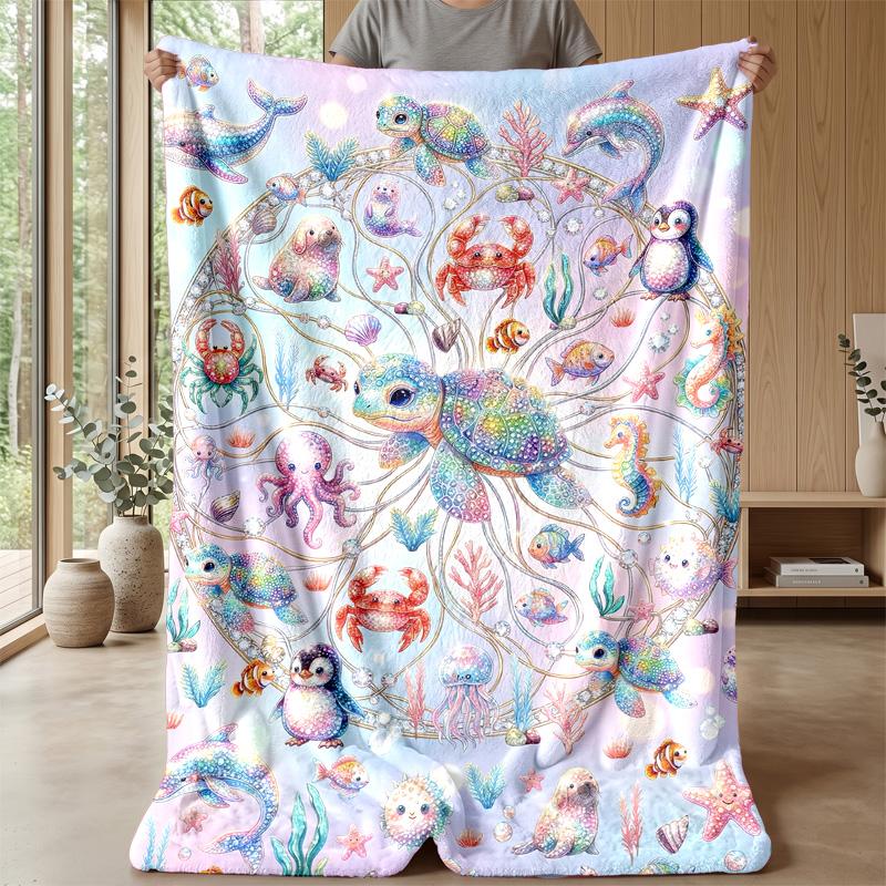 Oceanic Fantasy 1 Theme blanket Lightweight Warm Flannel Blanket Decorative Throw Blanket for Home Decoration