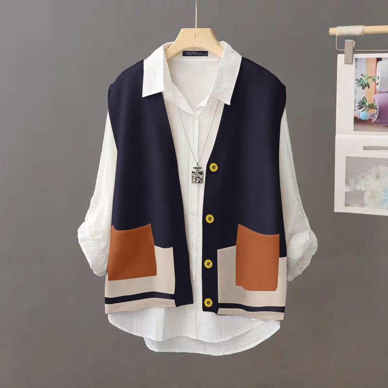 ZANZEA Женские винтажные жилеты без рукавов с цветными карманами
