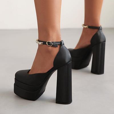 Женские пикантные женские босоножки на высоком каблуке с пряжкой и квадратным носком на платформе
