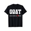 Мужская футболка GOAT Бог над всем Христианская вера Ретро Графическая футболка Дизайн с крестом и смелой надписью Удобная Повседневная