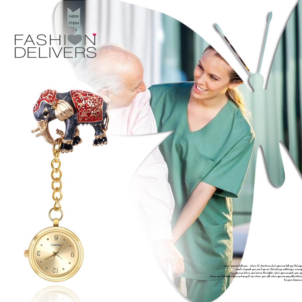 Lancardo Watch Nurse Elephant Nurse Watch Analog Pocket Watch Clip Clock Waterproof Lady Pocket Watch Cute Gift