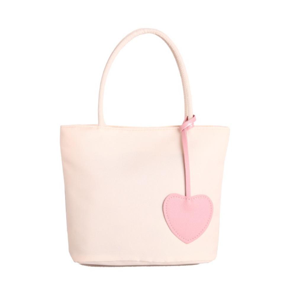With Heart Pendant Underarm Bag Solid Color Oxford Cloth Shoulder Bag Nylon Tote Bag Women