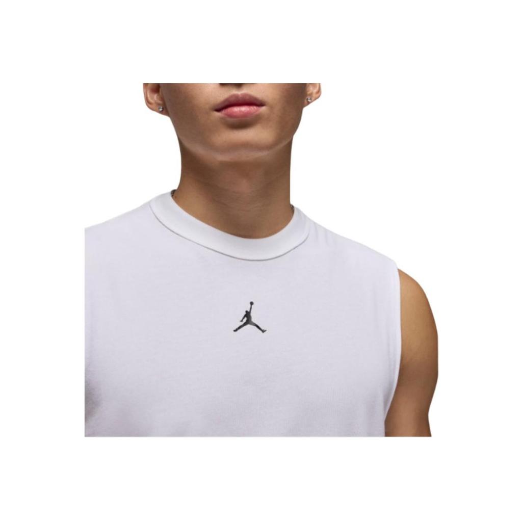 Jordan Dri-Fit Logo Print Fitted Crew Neck Sleeveless T-Shirt Men Tops White FN5857-100