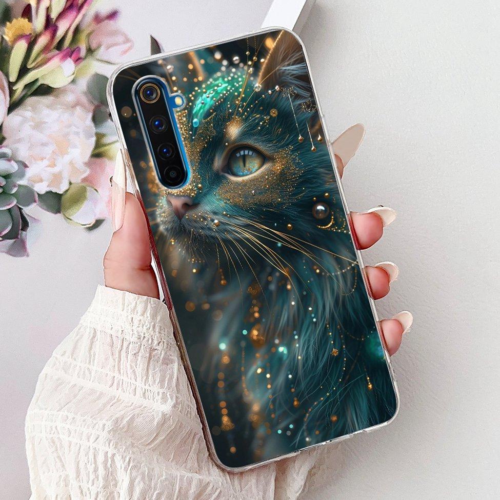 6.6" For Realme 6Pro RMX2061 RMX2063 Back Cover For Realme 6 Pro Case Clear Luxury Fashion Cute Cat Cool Funny Soft TPU Bumper