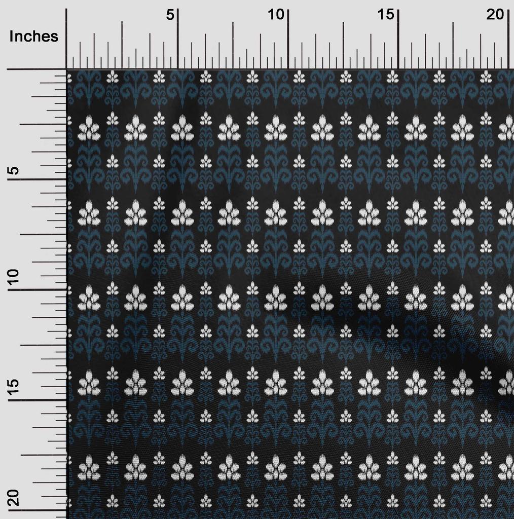 oneOone Cotton Flex Fabric Floral Ikat Printed Fabric 1 Yard 40 Inch Wide