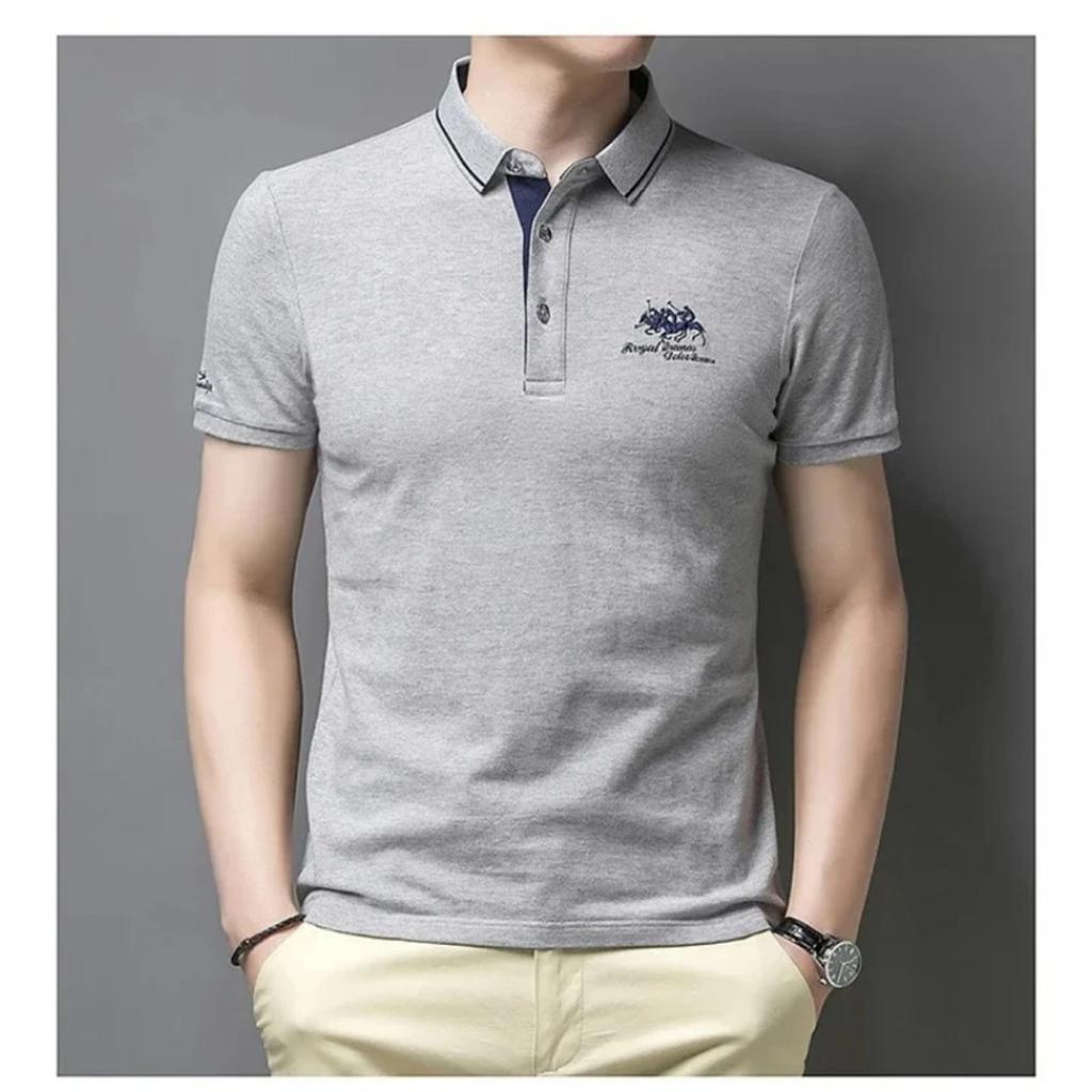 Trend Hub Мужские поло с коротким рукавом и вышивкой, дышащая легкая рубашка, роскошный топ, повседневная футболка с лацканами, мужская футболка, homme