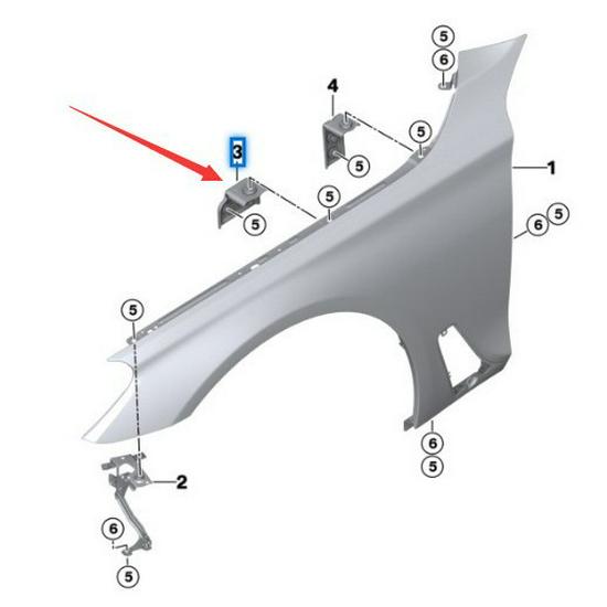 Кронштейн правого среднего крыла BMW 5 серии G30/G31