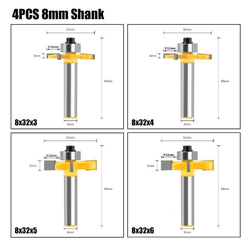 Фрезерный станок по дереву, хвостовик 8 мм, прямая концевая фреза, триммер для чистки Т-образных пазов, деревообрабатывающий инструмент, фреза