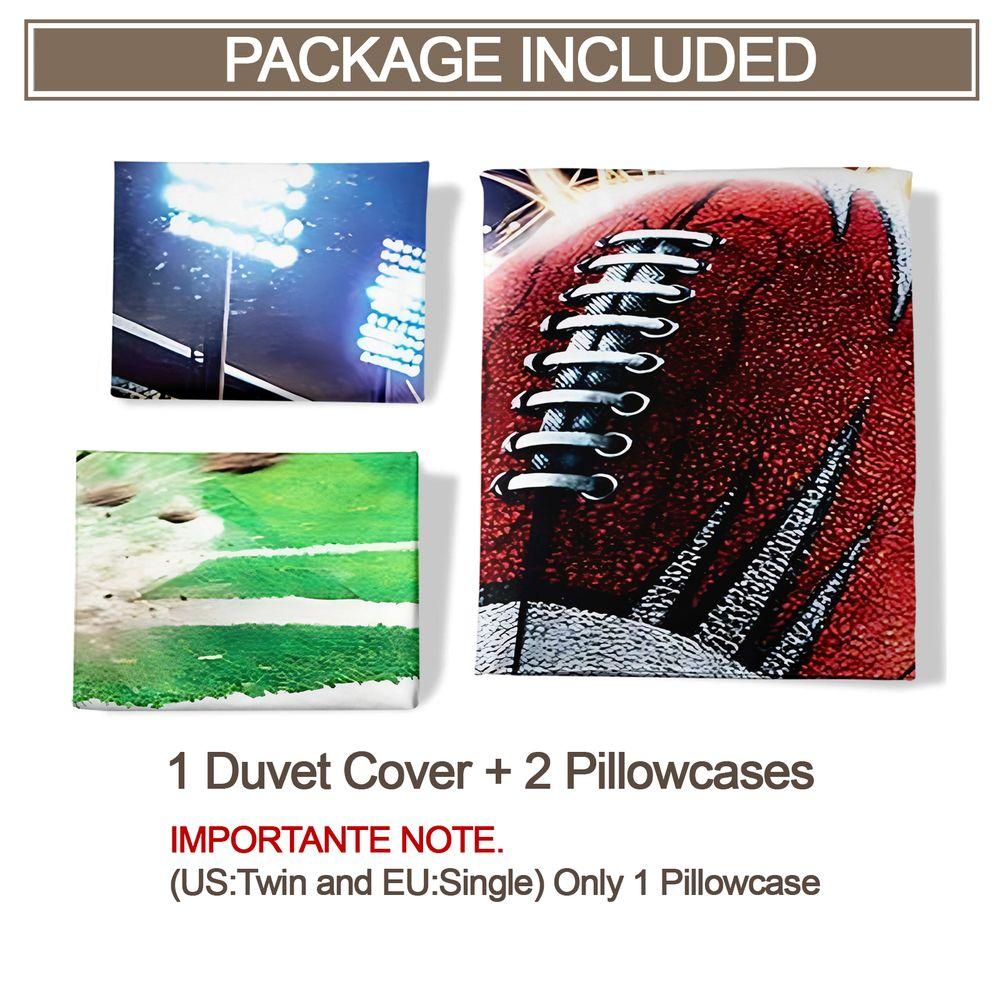 American Football Explosion Print Duvet Cover Set 1 Duvet Cover & 1/2 Pillowcase High Energy Sports Bedding Set for Teen Boys