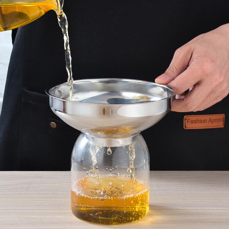Stainless Steel Wide Mouth Funnel - Easy to Clean Oil, Wine, Salad Dressing, Jam Funnel