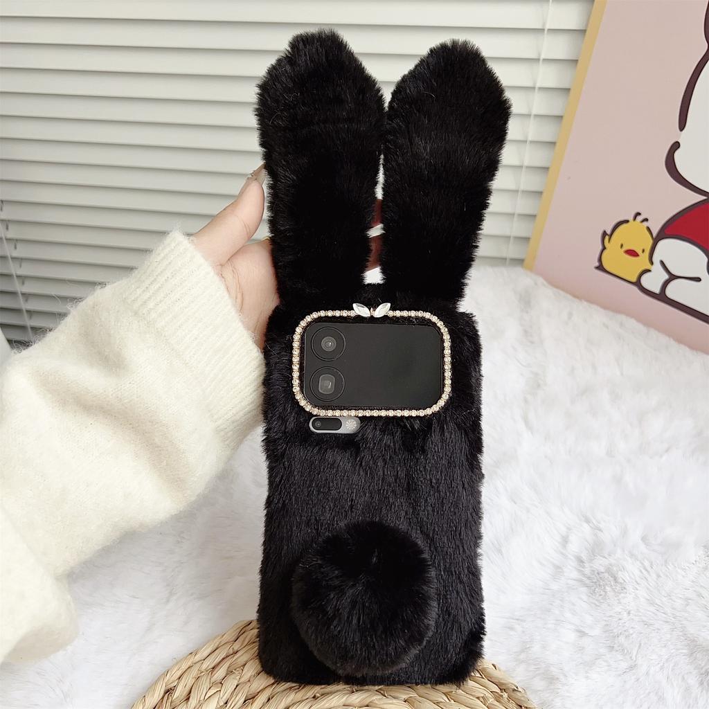 For Xiaomi 17 Pro Max Case Plush Cute Bunny Winter Fluffy TPU Phone Cover