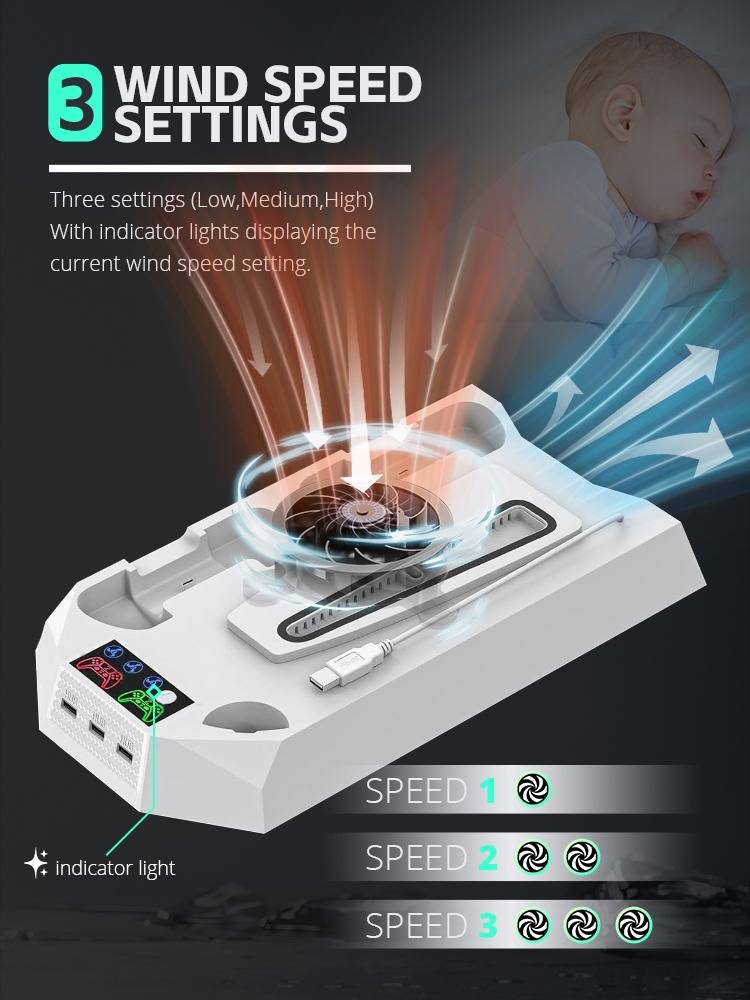 DATA FROG для PS5 Подставка Охлаждающая станция с RGB-подсветкой Вентиляторный концентратор Двойные контроллеры Зарядное устройство для PS5 Slim Аксессуары