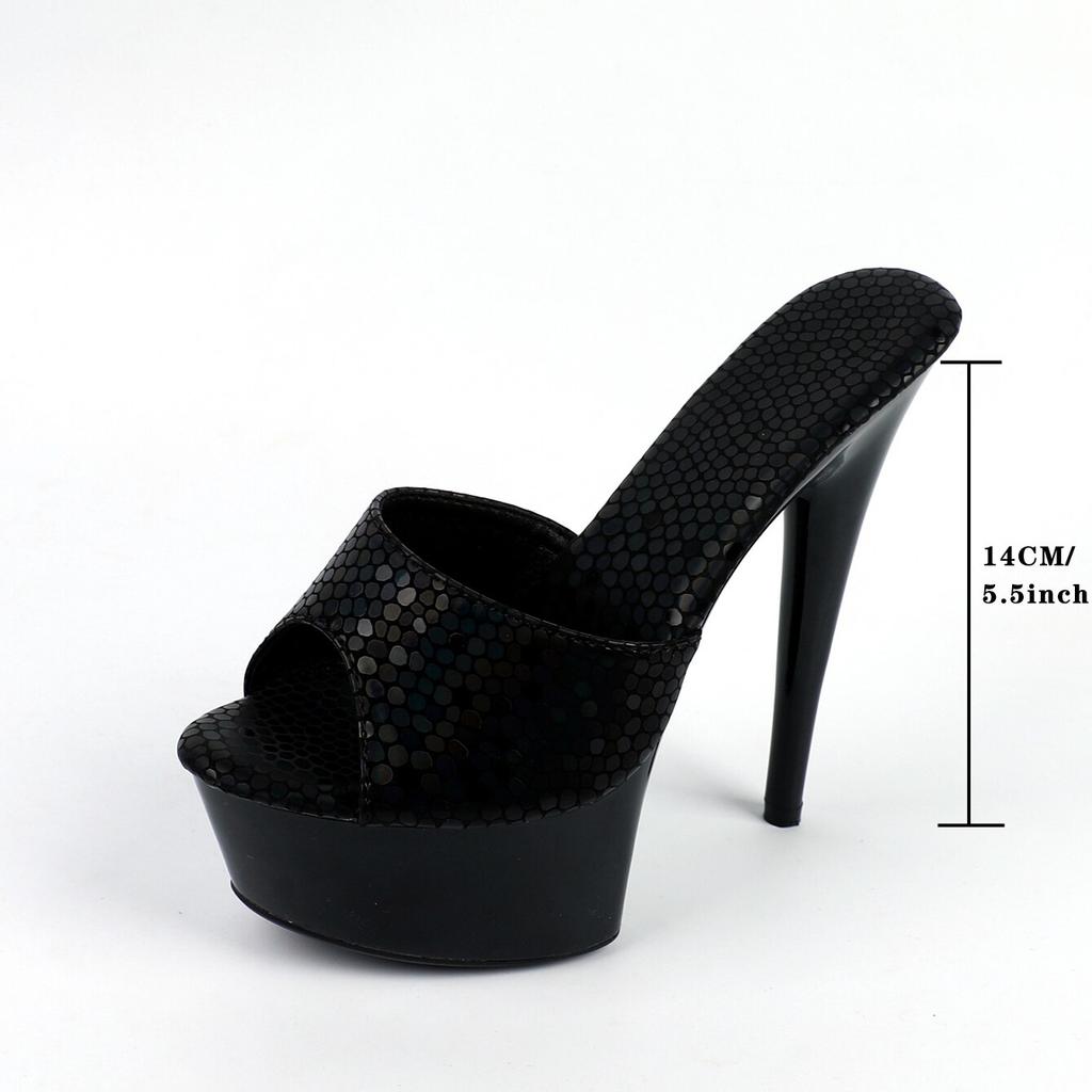 Женская обувь, весенние пикантные сандалии на прозрачном каблуке, тапочки, обувь для вечеринок и клубов, каблук 14 см, платформа 4 см LFD-B3555