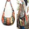 Hippie Floral Print Women Adjustable Strap Canvas Tote Crossbody Sling Hobo Bag