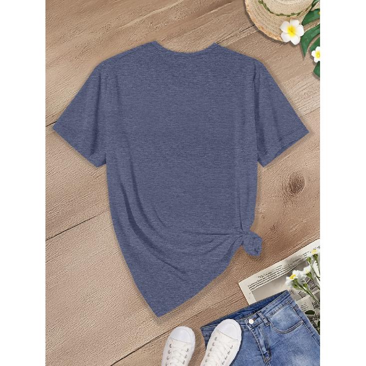 Elegant short-sleeved dress for women Heart-printed round neck T Shirt Suitable for spring wear Summer fashion comfortable soft breathable new