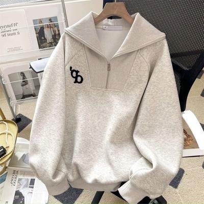 Толстовка с воротником-поло и половиной молнии, женский свободный повседневный пуловер, топ