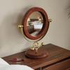 Деревянное зеркало для макияжа в стиле ретро, вращающийся дизайн, декоративное зеркало, вертикальное настольное зеркало