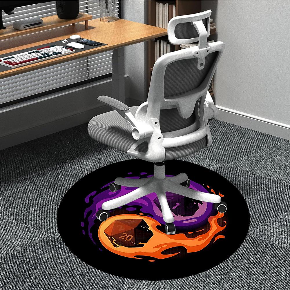 1PCDice Flames Office Round Area Rug, Mat Suitable For Office, Under Office Chairs Bedroom Living Room Home Decor, Room Deco