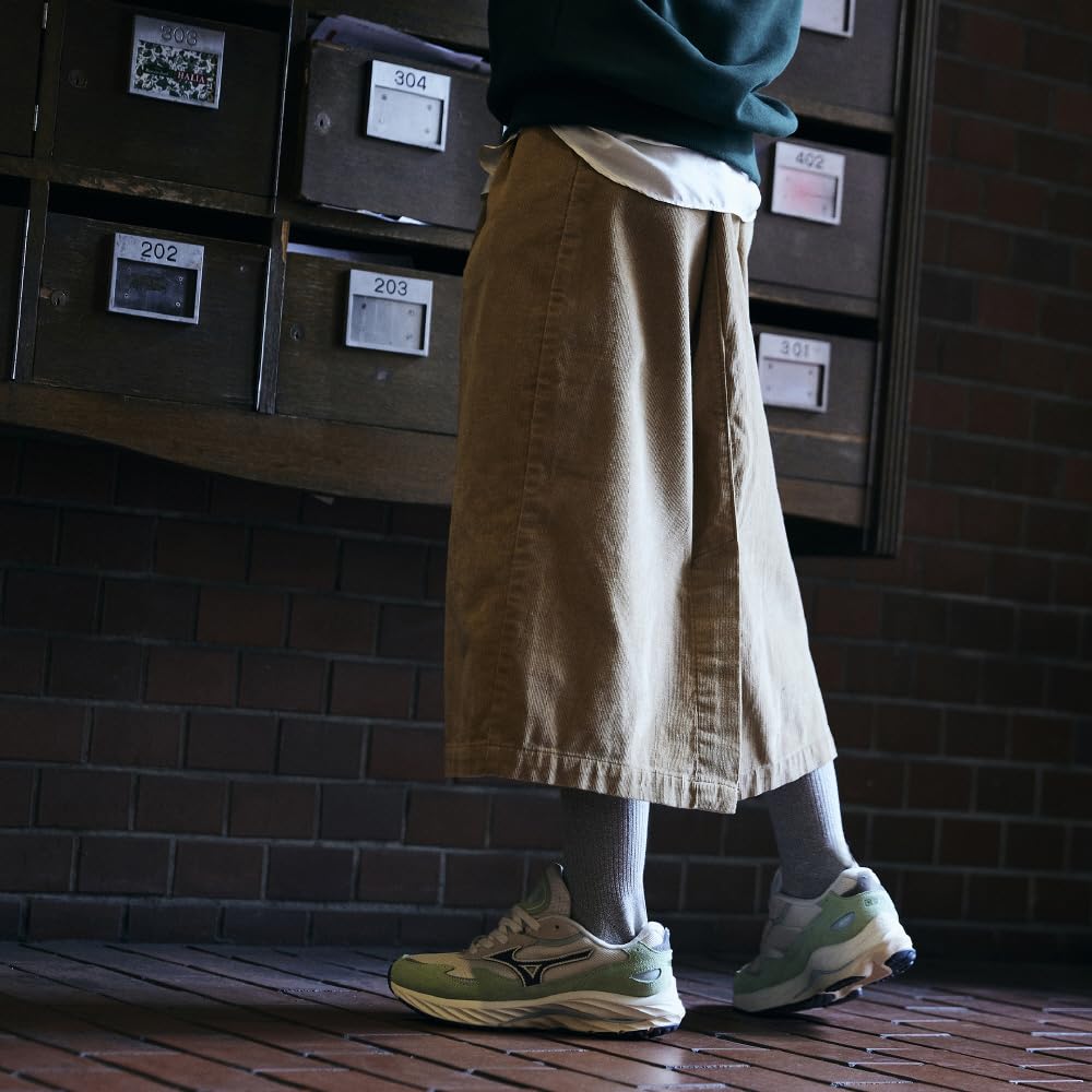 Mizuno Кроссовки Wave Rider B в стиле кэжуал, светло-зеленые x черные, размер 2E, бежевые, 23.0 см,