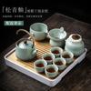 Jianying Kung Fu tea set, household teapot, teacup, complete set of office tea tray, simple small set of tea set, modern